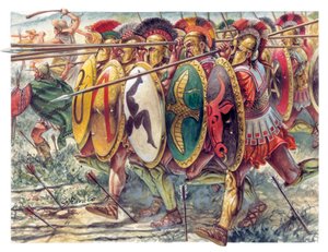 Grécia Antiga: hoplitas, infantaria, armas pesadas - Grécia Antiga: hoplitas - Ilustração de Giuseppe Rava de Giuseppe Rava