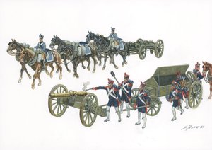 Primeiro império: o sistema de artilharia de Gribeauval por Jean Baptiste de Gribeauval (1715-1789) que reorganizou a artilharia sob Luís XV - Primeiro império: o sistema de Gribeauval introduziu uma tecnologia melhorada na artilharia francesa desde 1765 - de Giuseppe Rava