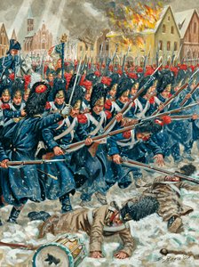 Campanha da Prússia: "A arma no braço" Granadeiros da Guarda Imperial na Batalha de Eylau em 8/02/1807 - Campanha da Prússia: Batalha de Eylau (ou Batalha de Preussisch-Eylau) em 7 e 8 de fevereiro de 1807 entre o Grande Armeu de Napoleão e um exército rus de Giuseppe Rava