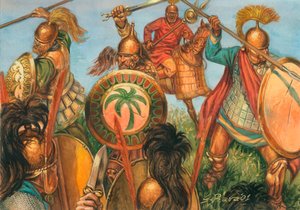 Guerra púnica: infantaria pesada cartaginesa - Guerra púnica: infantaria da antiga Cartago Ilustração de Giuseppe Rava de Giuseppe Rava