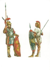 O triarius romano e o soldado hispânico de Aníbal de Giuseppe Rava