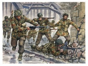 Segunda Guerra Mundial: pára-quedistas ingleses apelidados de "Diabos Vermelhos" durante a Operação Market Garden na Holanda, em setembro de 1944 - WWII: Operação Market Garden, os pára-quedistas ingleses conhecidos como os diabos vermelhos, em setembro de de Giuseppe Rava