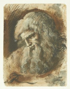 Cabeça masculina barbuda de perfil para a esquerda de Giuseppe Ribera