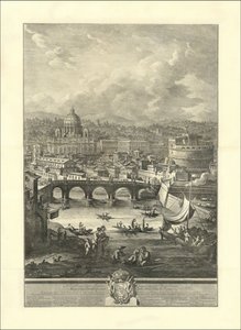 O Prospeto da Cidade Leonina, que pode ser visto com a Basílica do Vaticano, a Ponte e o Castelo de S. Ângelo de Giuseppe Vasi