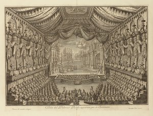 A Actuação de La Serenata no Palácio Real de Nápoles par Vasi, Giuseppe (1710-1782). Gravura em cobre, tamanho : 41,5x62