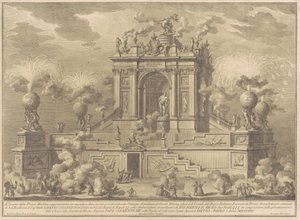 A Prima Macchina para a Chinea de 1767: Um Arco Triunfal com o Hércules Farnese, 1767. de Giuseppe Vasi
