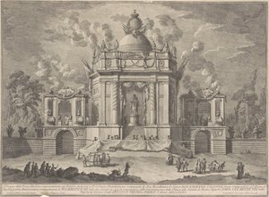 A Prima Macchina para a Chinea de 1771: O Templo de Asclepius, 1771. de Giuseppe Vasi
