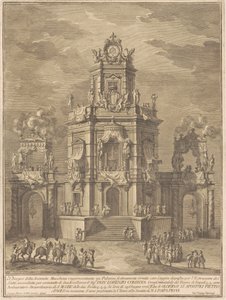 A Seconda Macchina para a Chinea de 1776: um palácio com uma loggia para o sorteio da loteria de Giuseppe Vasi, after Giuseppe Palazzi