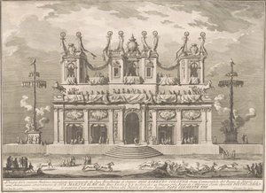 A Seconda Macchina para a Chinea de 1765: um edifício decorado com postes de Cocanha