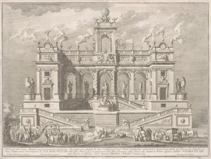A Prima Macchina para a Chinea de 1764: um edifício do Capitólio de Giuseppe Vasi, after Tommaso Catrani, after Paolo Posi