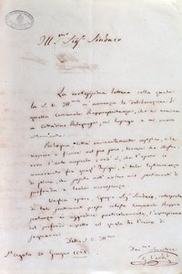 Carta manuscrita de Giuseppe Verdi ao prefeito de Bolonha quando ele se tornou cidadão honorário, 20 de junho