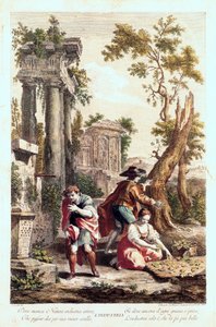 Representação alegórica da Indústria. Desenho de Giuseppe Zocchi (1711-1767) Século XVIII. de Giuseppe Zocchi