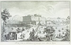 Villa Palmieri em Fiesole, de Giuseppe Zocchi (1711-1767), Vista das villas e arredores na Toscana, Itália