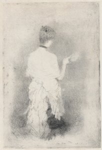 Mulher jovem e elegante vista por trás de Giuseppe de Nittis
