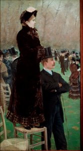 As corridas no Bois de Boulogne Spectators assistindo corridas de cavalos de Giuseppe or Joseph de Nittis