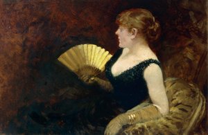 Mulher com ventilador (óleo sobre tela)