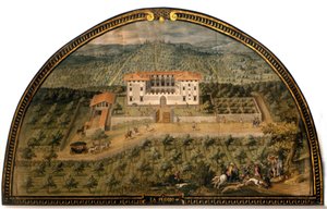 Villa "La Peggio" de Giusto Utens (século XVI). Homens a jogar à bola. O Museu de Florença como era. Florença.