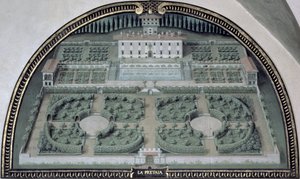 Villa della Pretaia a partir de uma série de lunetas que retratam as vistas das villas Medici