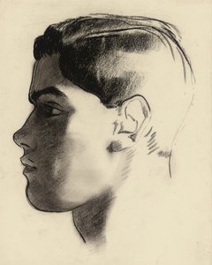 Cabeça de um jovem de perfil (carvão) de Glyn Warren Philpot