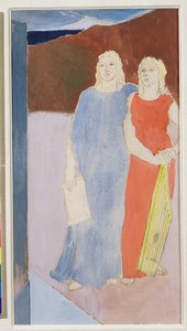 Duas musas no túmulo de um poeta, 1937 de Glyn Warren Philpot