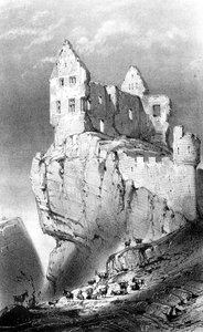 O Chateau de Crussol, Saint-Peray, França, século XIX. de Godard Q. des Augustins