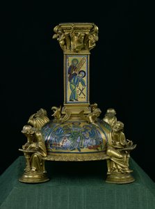 Base da Cruz de São Bertino, da Abadia Saint-Bertin, c.1180 (esmalte de bronze e champleve dourado) (ver também 232624-25 e 232839)