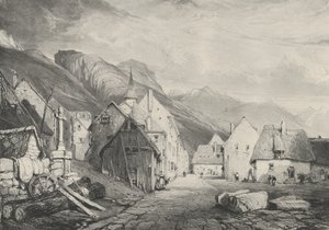 Entrada para a aldeia de Les Bains, 1831 de Godefroy Engelmann