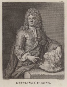 Grinling Gibbons, escultor e escultor inglês de madeira (gravura)