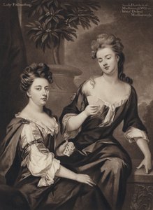 Sarah, Duquesa de Marlborough, e Lady Fitzhardinge (litho) de Godfrey (after) Kneller