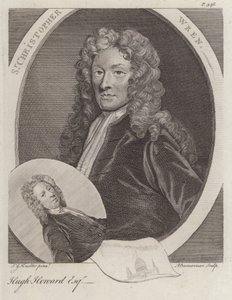 Sir Christopher Wren, arquitecto inglês, e Hugh Howard, artista e coleccionador inglês (gravura)