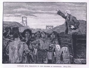 Rowland Hill pregando para os colliers em Kingswood