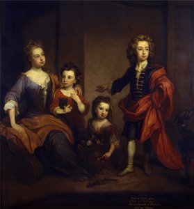 Retrato de Richard Boyle, 3º Conde de Burlington, com suas três irmãs, Elizabeth, Juliana e Jane Boyle, c.1700 (óleo sobre tela) de Godfrey Kneller