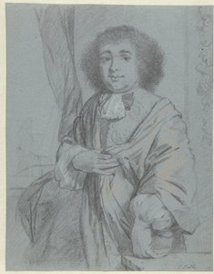 Retrato de um cavalheiro em pé Livro de arte ou álbum de estudos de Caspar Netscher (título da série)
