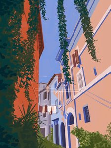 Uma rua europeia encantadora de Goed Blauw