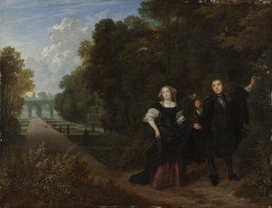 The Promenade (óleo sobre cobre) de Gonzales Coques