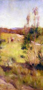 Gum Trees and Cattle (óleo sobre tela) de Gordon Coutts