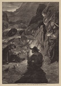 À volta da fogueira (litografia) de Gordon Frederick (after) Browne