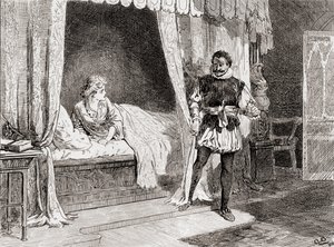 Uma cena de William Shakespeares toca Othello Act V, Cena 2, Desdemona: Falar de matar Othello: Ay I Do, de Os Trabalhos de William Shakespeare, publicado em 1896 de Gordon Frederick Browne