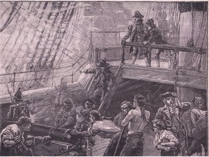 Almirante Rodney bombardeando Le Havre AD 1759 de Gordon Frederick Browne