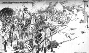 Coluna após coluna forçaram seu caminho para a vila, apenas para serem lançadas de volta, 1896, 1902 de Gordon Frederick Browne