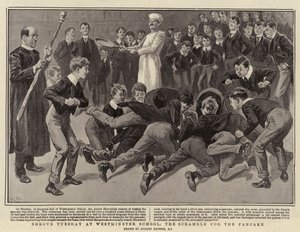Terça-feira Gorda na Escola de Westminster, o Scramble for the Pancake de Gordon Frederick Browne