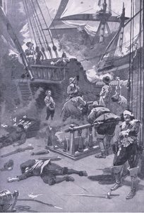 A Batalha de Camperdown 29 a 31 de julho de 1653, ilustração das Batalhas Britânicas na Terra e no Mar, 1915 de Gordon Frederick Browne