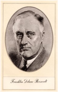 Franklin Delano Roosevelt, 32º Presidente dos Estados Unidos, meados do século XX.