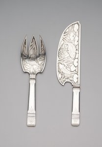 Garfo e fatia de peixe, c.1870-80 (prata)