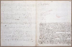 Primeira página de uma carta escrita por Leibniz em sua admissão na Academie des Sciences em Paris, 8 de fevereiro de 1700 de Gottfried Wilhelm Leibniz