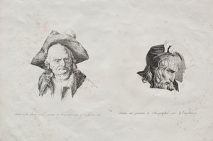 Coleção de ensaios litográficos: Two heads, 1816. de Gottfried or Godefroy Engelmann