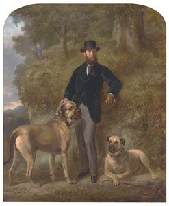 O Coronel Garrick-Buchanan de Drumpellier com os seus dois Mastiffs (óleo sobre tela) de Gourlay Steell