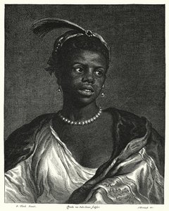 Retrato de uma mulher negra (gravura) de Govaert (after) Flinck