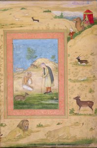 Majnun se ajoelha antes de Lailas Messenger, do álbum Shah Jahan de Govardhan attr. to Govardhan attr. to