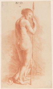 Mulher de pé com uma lança de Govert Flinck (attributed to)